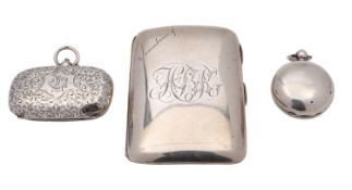 An Edwardian silver oblong sovereign and half sovereign case by Horace Woodward & Co.