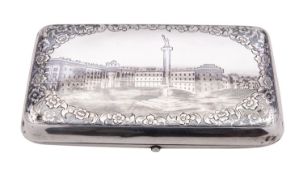 A mid 19th century Russian silver and niello cheroot case, possibly Vasily Kovalyevsky, Moscow 1861,