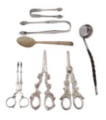 A small collection of silver and plated flatware,