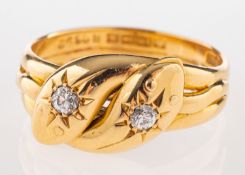 A diamond set snakeshead ring, total diamond weight estimated at 0.