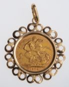 An Elizabeth II gold sovereign,