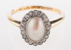 An Edwardian mabe pearl and diamond ring,