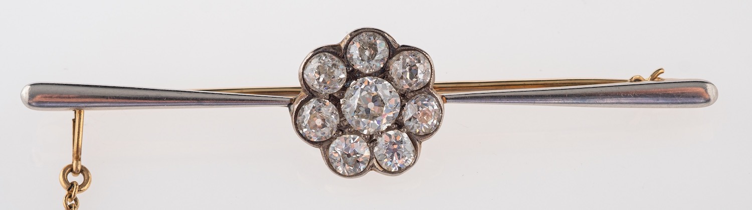 A diamond cluster brooch, the central old brilliant cut diamond, estimated to weigh 0. - Image 2 of 2