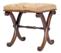 An early Victorian X-frame rosewood stoo