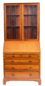 A mahogany and ebony banded bureau bookc