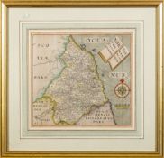 After Saxton & Hole An 18th Century coloured map of Northumberland 29 x 29cm