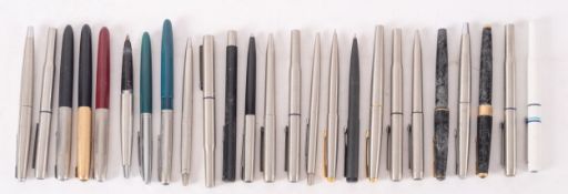 A collection of twenty five various Parker Fountain pens and ball pens.