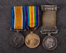 A miniature Crimea Medal with Sebastapol clasp, together with a WWII miniature pair.