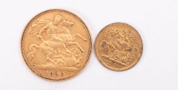 An Edward VII half sovereign, 1902.