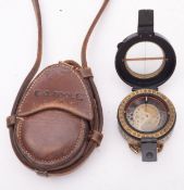 A WWI Vernier Compass, F.Baker & Son dated 1916, in a leather case stamped E.