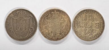 Three Georgian Crowns, 1826, 1734, 1831.