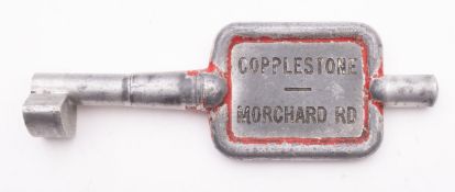 GWR/BR-W Tyers No 9 aluminium single line key token, 'Copplestone-Morchard Rd, 19.