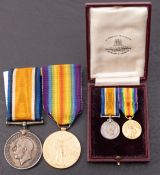 A WWI pair and matching miniatures, consisting of War and Victory Medals, '2.Liut A.L.G.