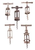Five German swivel-over-collar corkscrews,