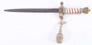 A WWII Kriegsmarine dirk, maker Eichorn, Solingen, straight double edged,