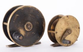 An un-named Slaters brass trout fishing reel, 3 inch,