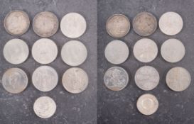 A small group of coins including 1887 crown, 1984 crown with Coronation crowns etc.