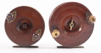 A 'Sun' Nottingham fishing reel, with twin horn handles, 5 inch,