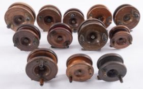 A Nottingham chromed star back reel together with five others,