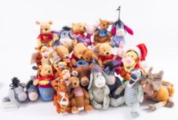 A collection of Disney soft toys mostly Pooh, Piglet, Tigger and Eyeore and others.