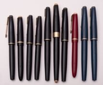 A group of ten Parker '17' and '17 Lady' fountain pens,