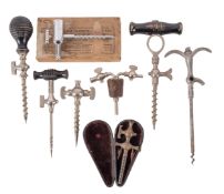 Eight champagne taps, including a boxed American chrome-plated gimlet No.