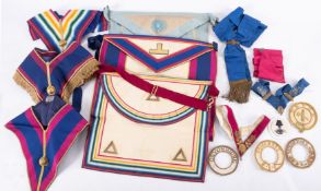 A case of Masonic regalia silver and enamel medals.