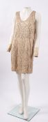 A cream beaded and diamante 'flapper' dress, circa 1920s,