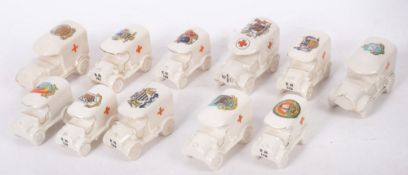A group of eleven WWI period crested ware Ambulances,
