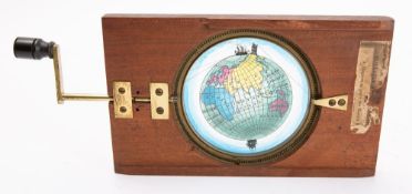 A 19th century rackwork magic lantern slide 'A Diagram to prove the Earth's Round', unsigned,