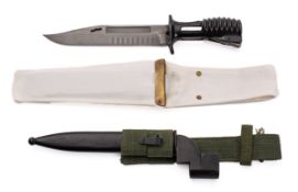 British Bayonet for the SA80 in parade scabbard and a South Africa No 9 bayonet with a steel