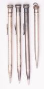 Three Eversharp sterling silver propelling pencils and a Redipoint Ingersoll sterling silver