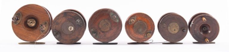 A Nottingham mahogany and brass Fishing Reel stamped 'Richardson & Lye, Cape Town,