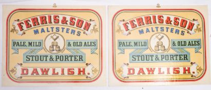 A pair of early 20th century painted and varnished advertising panels for 