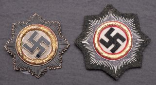 A German war Order of the Cross, together with a cloth example.