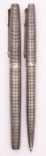 A Parker sterling silver fountain pen and ball pen set.