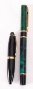A modern Waterman's Laureat green marbled fountain pen and a handbag pen ,