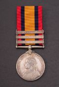 A Queen's South Africa Medal with three clasps, '4647 Pte J.