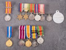 A WWI miniature group of four, together with a WWII group of five, three other miniature medals,