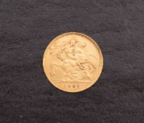 An Edwardian half sovereign,