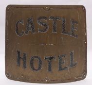 An early 20th century brass and enamel 'Castle Hotel' sign,