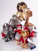 A collection of soft toys mostly Madagascar, Looney Tunes and others, 2 bags.