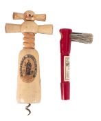 A wooden double-twist corkscrew with labels including 'COATES & CO.