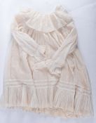 An Ermin trimmed corded silk coat, 2 fur trimmed hats & a silk lined cotton voile dress.