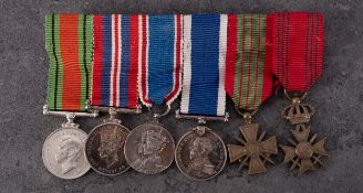 A WWII miniature group of six, Defence Medal, War Medal, GRVI Coronation Medal,