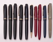 A group of six Parker Victory fountain pens,
