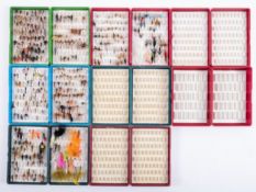 Eight Fox Fly Fishing boxes- various Trout dry and wet flies, some modern patterns,