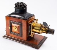 A late 19th/early 20th century mahogany and brass Magic Lantern, unsigned,