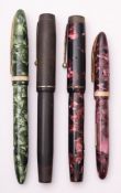 A group of four Mentmore fountain pens, comprising of a pink marble 'Celeste',