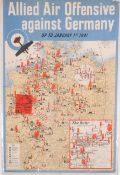 Original vintage propaganda poster depicting World War Two Allied Air Offensive against Germany up